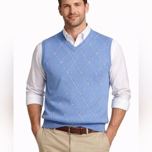 Club Room mens large blue argyle preppy tennis prep career office sweater vest